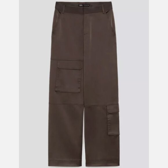 ✨ ZARA Satin High-Waisted Wide-Leg Pants – Black (Ref. 3067/917/800) - Picture 5 of 15